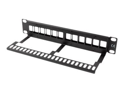 Lanberg PPKS-9112-B - Pluggbord (blankt) - rackmonterbar - svart - 1U - 10" - 12 porter