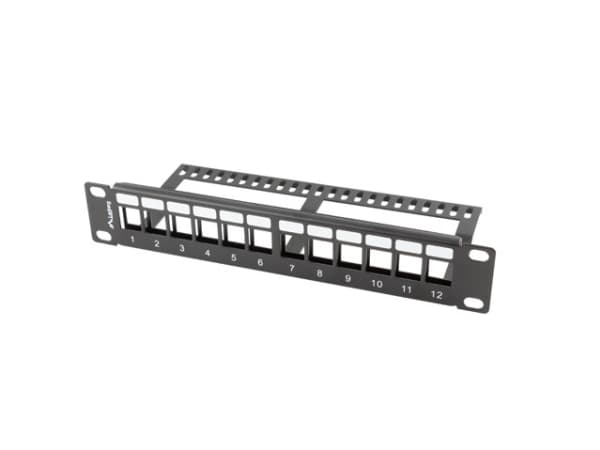 Lanberg PPKS-9112-B - Pluggbord (blankt) - rackmonterbar - svart - 1U - 10" - 12 porter