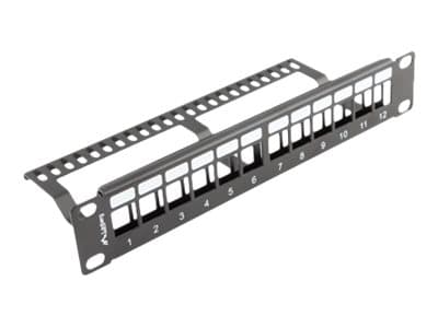 Lanberg PPKS-9112-B - Pluggbord (blankt) - rackmonterbar - svart - 1U - 10" - 12 porter