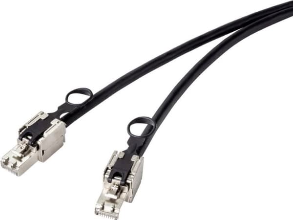 Renkforce RJ45 Nettverkskabel, patchkabel CAT 6A S / FTP 5,00 m Sort med sjakkel for opplåsing, 5 m, Cat6a, S / FTP (S-STP), RJ-45, RJ-45