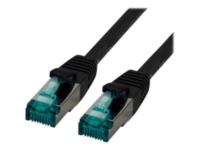 M-CAB - Koblingskabel - RJ-45 (hann) til RJ-45 (hann) - 10 m - 6 mm - S/FTP - CAT 6a - halogenfri, formstøpt, uten hindringer - svart