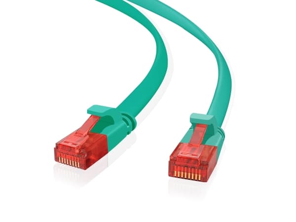 Helos Ultra Slim - Liitäntäkaapeli - RJ-45 (M) - RJ-45 (M) - 20 m - UTP - valettu, ilman koukkua, litteä - vihreä