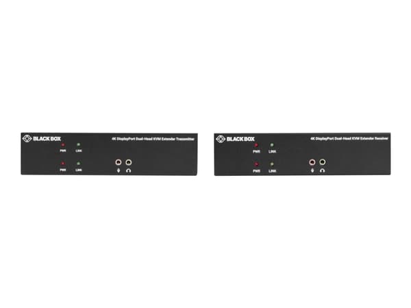 Black Box KVX Series KVM Extender over CATx - 4K, Dual-Head, DisplayPort, USB 2.0 Hub, Serial, Audio, Local Video - Extender Kit - KVM / lyd / seriel