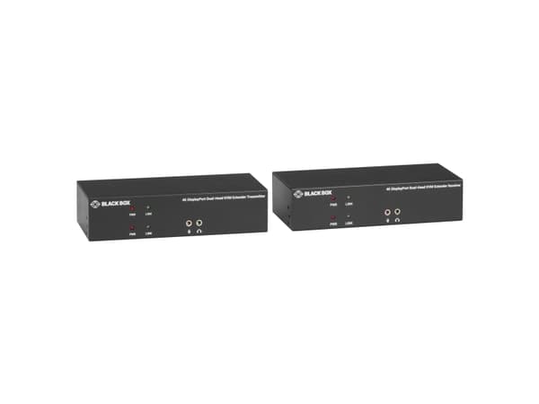 Black Box KVX Series KVM Extender over CATx - 4K, Dual-Head, DisplayPort, USB 2.0 Hub, Serial, Audio, Local Video - Extender Kit - KVM / lyd / seriel