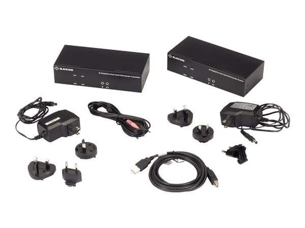 Black Box KVX Series KVM Extender over CATx - 4K, Dual-Head, DisplayPort, USB 2.0 Hub, Serial, Audio, Local Video - Extender Kit - KVM / lyd / seriel