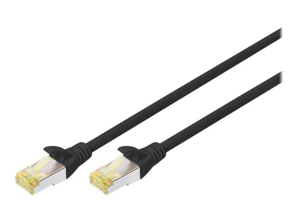 DIGITUS - Patch-kabel - RJ-45 (hane) till RJ-45 (hane) - 25 cm - SFTP - CAT 6a - halogenfri, formpressad, hakfri - svart (paket om 10)