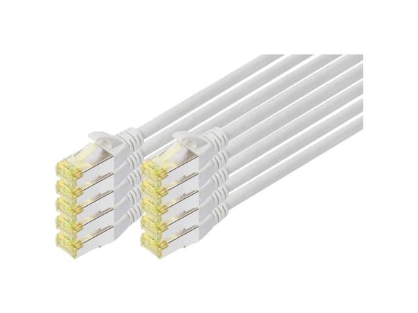 DIGITUS - Patch-kabel - RJ-45 (hane) till RJ-45 (hane) - 5 m - SFTP - CAT 6a - halogenfri, formpressad, hakfri - grå (paket om 10)