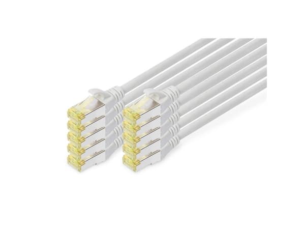 DIGITUS - Patchkabel - RJ-45 (han) til RJ-45 (han) - 25 cm - S/FTP - CAT 6a - halogenfri, formet, knastfri - grå (pakke med 10)