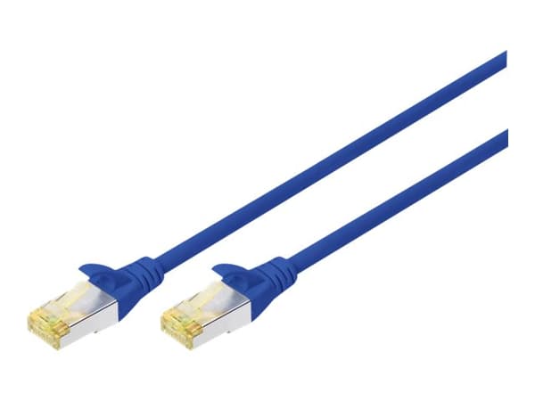 DIGITUS - Koblingskabel - RJ-45 (hann) til RJ-45 (hann) - 25 cm - SFTP - CAT 6a - halogenfri, formstøpt, uten hindringer - blå (en pakke 10)