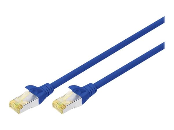 DIGITUS - Koblingskabel - RJ-45 (hann) til RJ-45 (hann) - 3 m - SFTP - CAT 6a - halogenfri, formstøpt, uten hindringer - blå (en pakke 10)