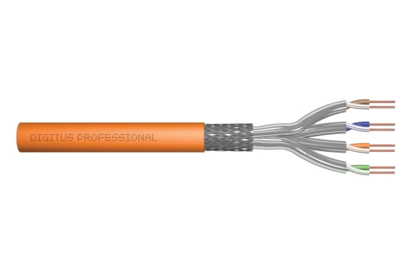 DIGITUS Professional - Bulkkabel - 1000 m - 7,5 mm - S/FTP - simplex - CAT 7 - IEEE 802.5/IEEE 802.3 - halogeenifri, solid - oranssi, RAL 2000