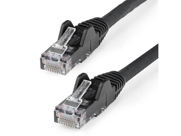 StarTech.com 50cm LSZH CAT6 Ethernet Cable, 10 Gigabit Snagless RJ45 100W PoE Network Patch Cord with Strain Relief, CAT 6 10GbE UTP, Black, Individu