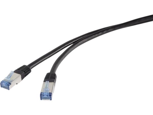 Renkforce RF-4673692, 10 m, Cat6a, S/FTP (S-STP), RJ-45, RJ-45, Sort