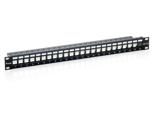 Equip 76912407201, Cat6, Svart, Stativmontering, 1U, 92,5 mm, 483 mm