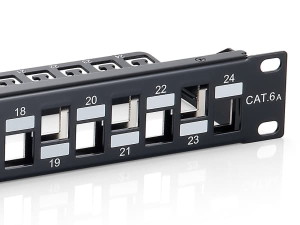 Utstyr 769324, Cat6a, Sort, SPCC, Reolmontering, 1U, 44 mm