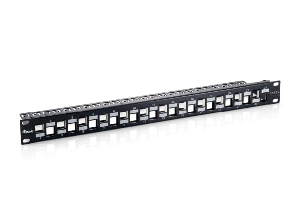 Utstyr 769324, Cat6a, Sort, SPCC, Reolmontering, 1U, 44 mm Sort