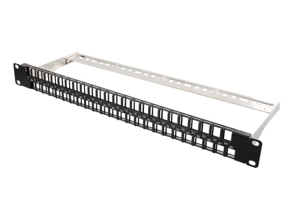 Patchpanel DELTACOIMP Keystone 19", 48 kontakter, svart / PAN-115 Svart