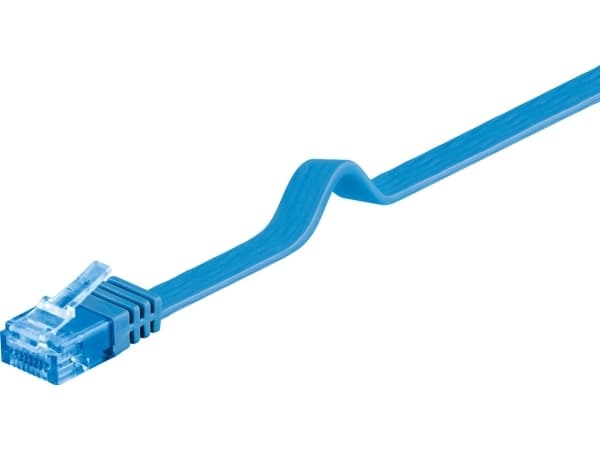 Litteä verkkojohto CAT 6A, U/UTP, sininen