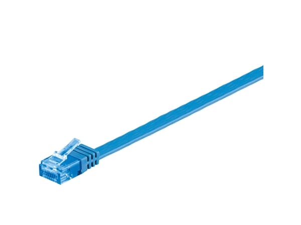 Litteä verkkojohto CAT 6A, U/UTP, sininen