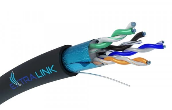 Extralink - Samlet kabel - 305 m - 7.8 mm - foliebelagt uskjermet tvinnet kabelpar (F/UTP) - CAT 5e - utendørs, gel filled