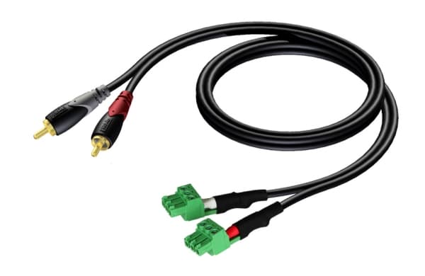 Audac CLA832 - Lydkabel - RCA hann til 3-pins terminalblokk - 1 m - skjermet