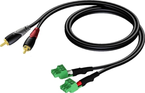 Audac CLA832 - Lydkabel - RCA hann til 3-pins terminalblokk - 1 m - skjermet