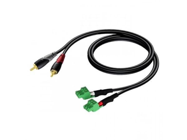Audac CLA832 - Lydkabel - RCA hann til 3-pins terminalblokk - 1 m - skjermet