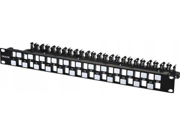 Lanview - Koblingspanel - rackmonterbar - CAT 5e/6/6a - UTP - RJ-45 X 24 - svart - 1U - 19"
