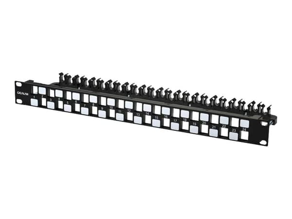Lanview - Koblingspanel - rackmonterbar - CAT 5e/6/6a - UTP - RJ-45 X 24 - svart - 1U - 19" Sort