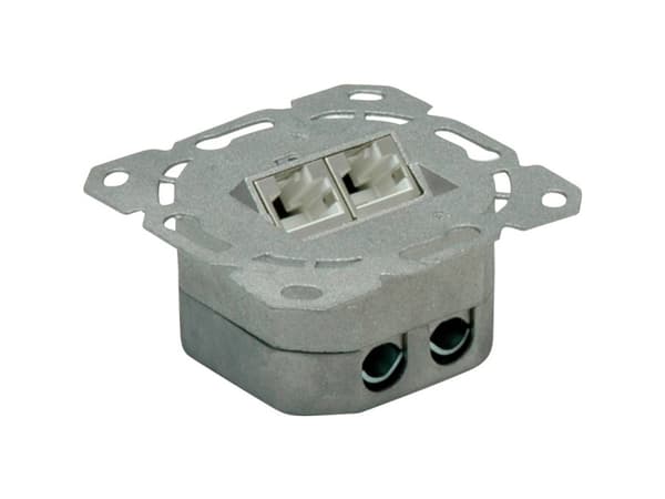 Value Cat.6a Flush Mount Wall Jack, STP, vertical white, Hvit, Metall