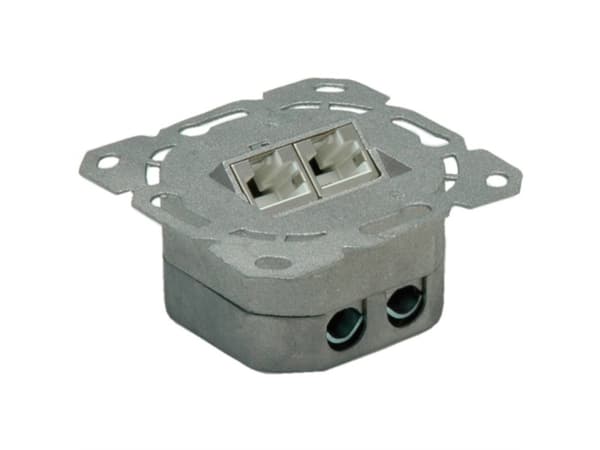 Value Cat.6a Flush Mount Wall Jack, STP, vertical white, Hvit, Metall
