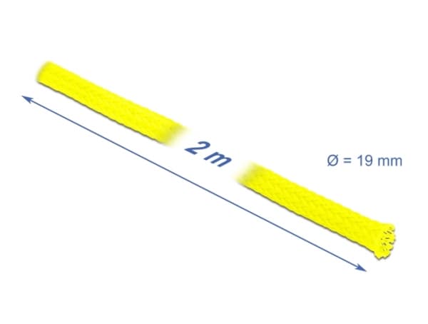 Delock - Flettet erme - strekkbar - 2 m - gul