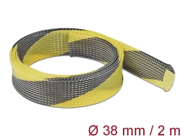 Delock - Flettet erme - strekkbar - 2 m - svart, gul