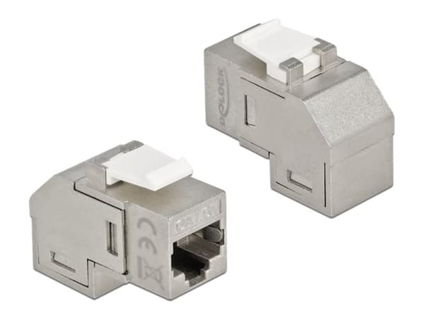Delock - Modulinnlegg (kopling) - CAT 6a - STP - RJ-45 - hvit, sølv