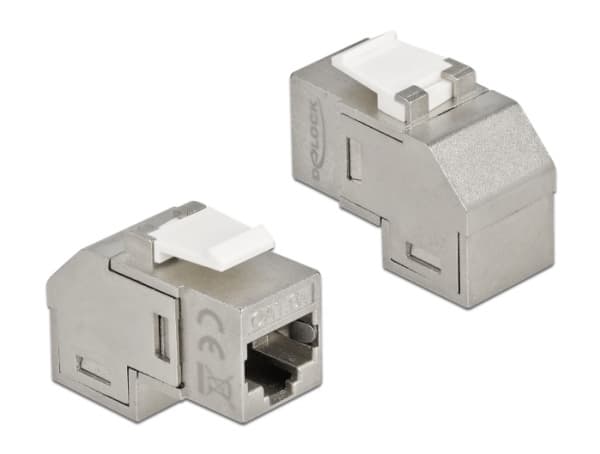 Delock - Modulinnlegg (kopling) - CAT 6a - STP - RJ-45 - hvit, sølv