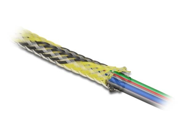 Delock - Flettet erme - strekkbar - 2 m - svart, gul