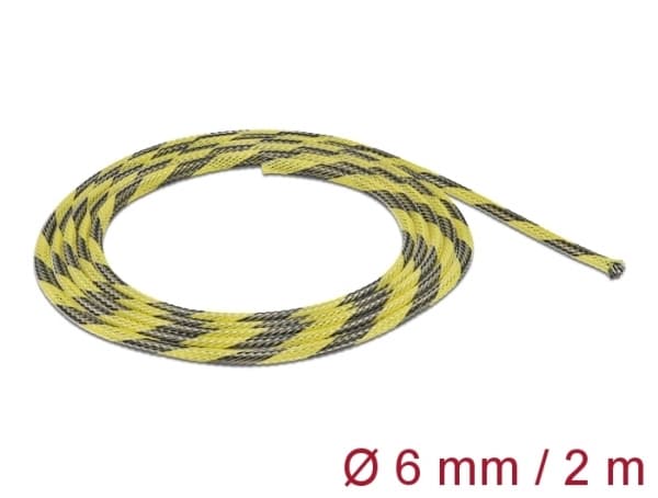 Delock - Flettet erme - strekkbar - 2 m - svart, gul
