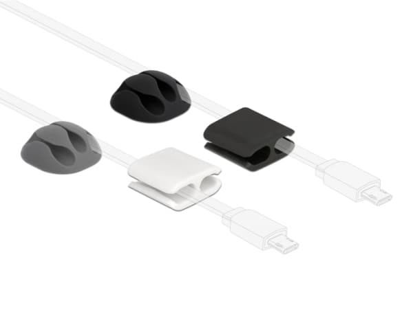 Delock - Cable holder and clip kit - grå, svart, hvit