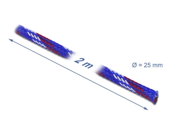 Delock - Flätad ärm - stretchable - 2 m - vit, blå, röd