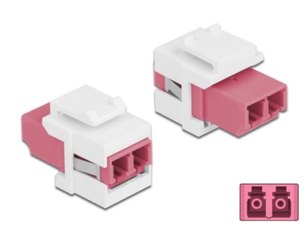 DeLOCK Keystone Module LC Duplex female to LC Duplex female, LC Duplex, Ruusu, Valkoinen, Naaras/naaras, 16,5 mm, 29,2 mm, 21,9 mm