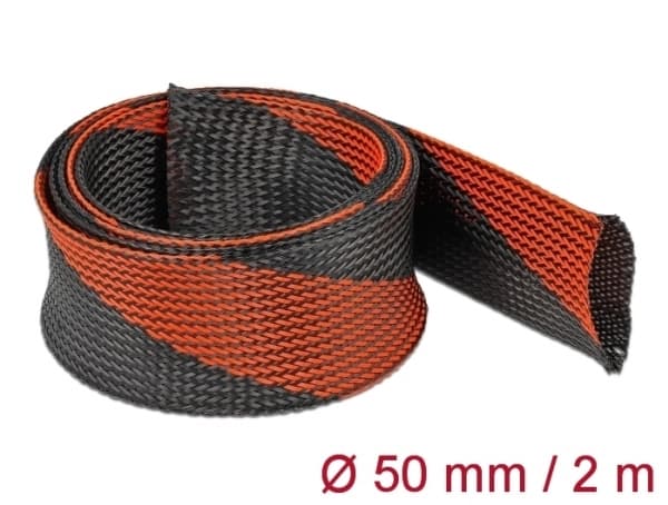 Delock - Flettet erme - strekkbar - 2 m - svart, rød