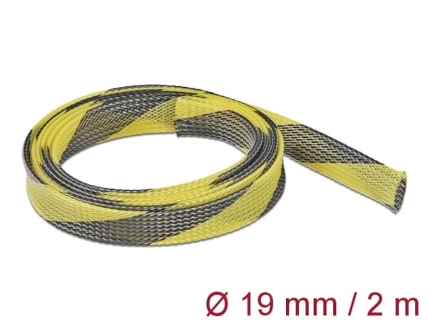 Delock - Flettet erme - strekkbar - 2 m - svart, gul