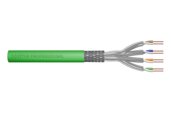 DIGITUS Professional - Samlet kabel - 100 m - 7.9 mm - S/FTP - simpleks - CAT 8.2 - halogenfri - grønn