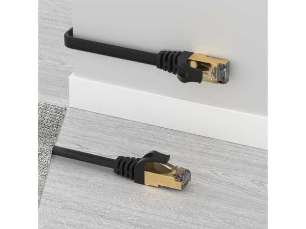 Unitek C1897BK Series - Koblingskabel - RJ-45 (hann) til RJ-45 (hann) - 15 m - skjermet, beskyttet tvunnet parkabel (STTP) - CAT 7 - flat - svart