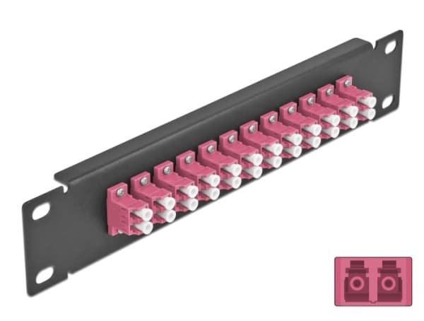Delock - Koblingspanel - LC Duplex MM X 12 - svart - 1U - 10"