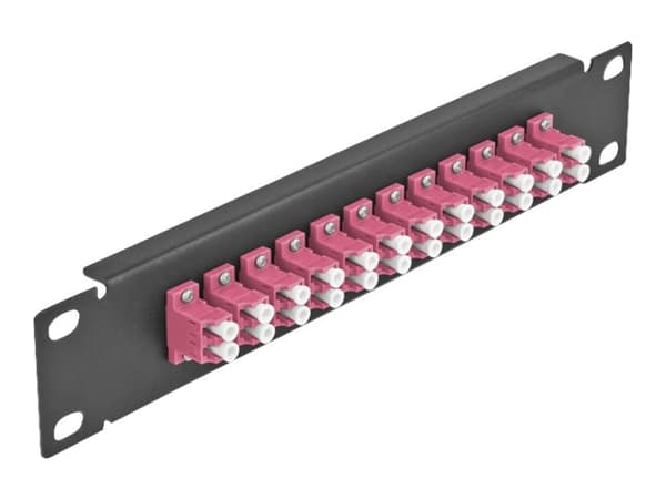 Delock - Koblingspanel - LC Duplex MM X 12 - svart - 1U - 10" Sort, Fiolett