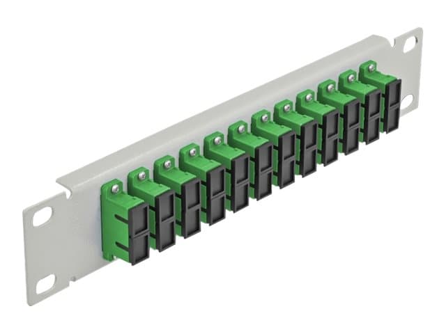 Delock - Patch-panel - rackmontering - SC Duplex SM X 12 - grå, grön - 1U - 10"