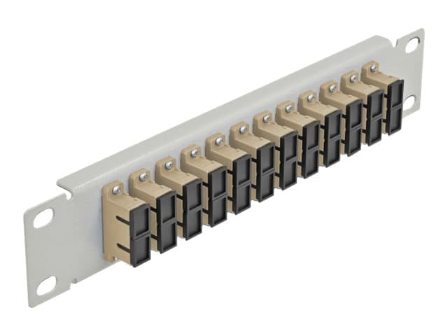 Delock - Patch-panel - rackmontering - SC Duplex MM X 12 - grå, beige - 1U - 10"