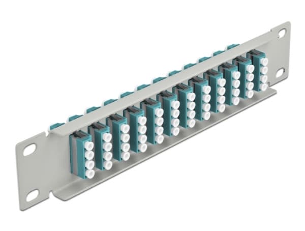 Delock - Patch-panel - kan monteras i skåp - LC MM X 48 - grå, havsblå - 1U - 10"