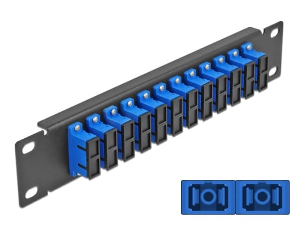 Delock - Koblingspanel - rackmonterbar - SC Duplex SM X 12 - svart, blå - 1U - 10"